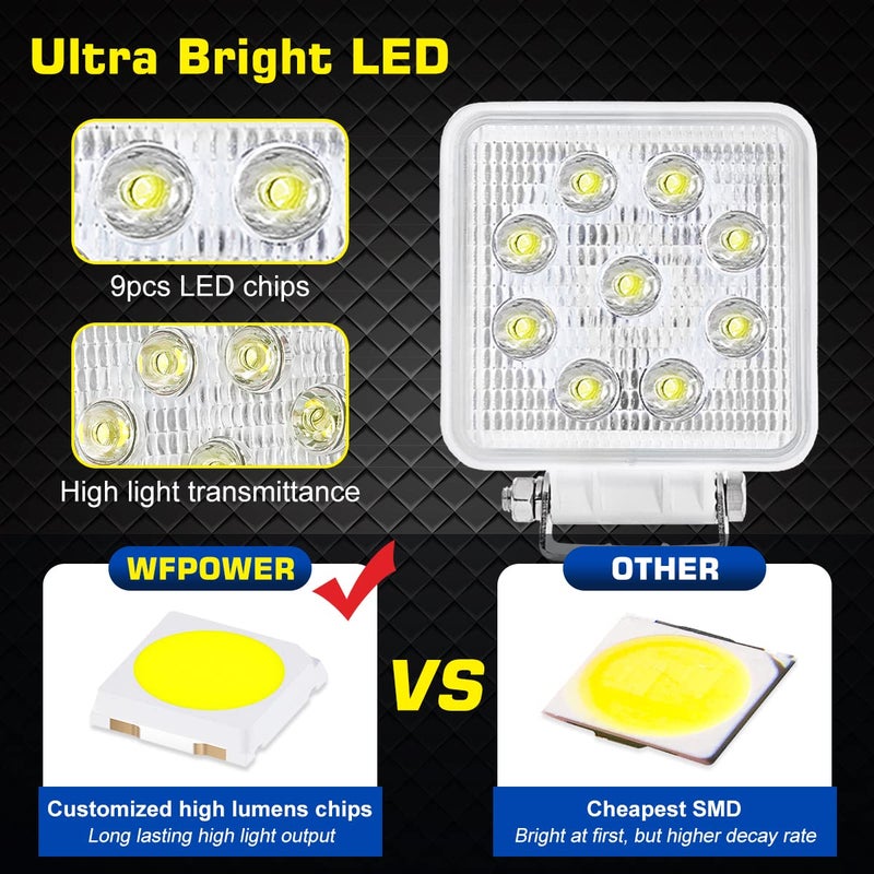 WFPOWER Boat Light 2 Pack, LED Marine Spotlights Waterproof, Deck Dock Flood Light Work Light for Boat Accessories Pontoon Fishing Truck SUV Off-Road 12V Square White - Image 3